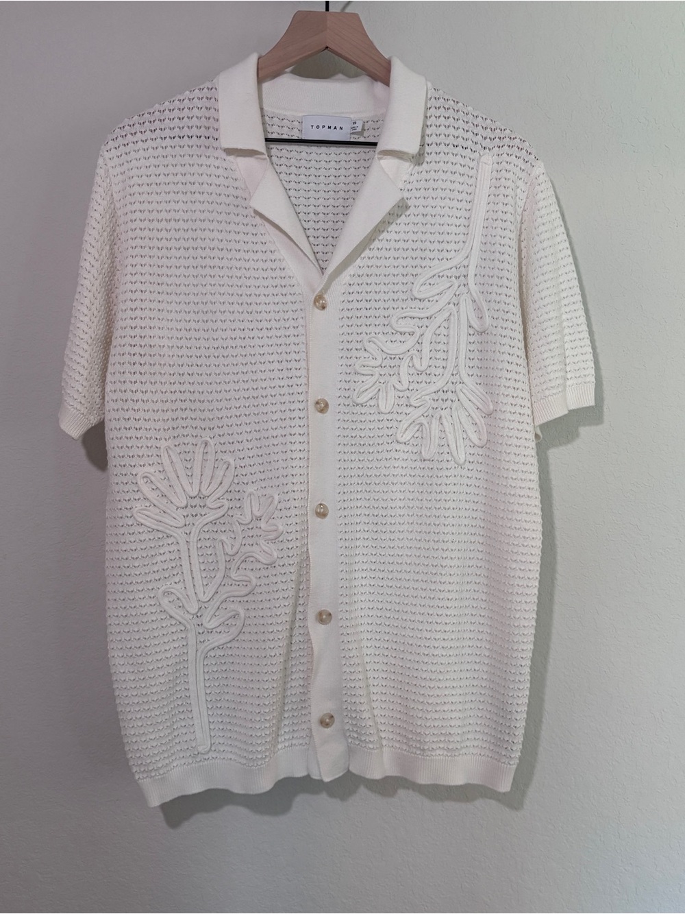 Topman Open Knit Floral Resort Shirt XS Coastal Grandfather European Summer - Picture 2 of 8